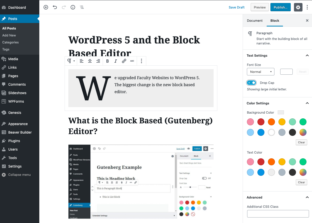 WordPress 5 and the Block Based Editor